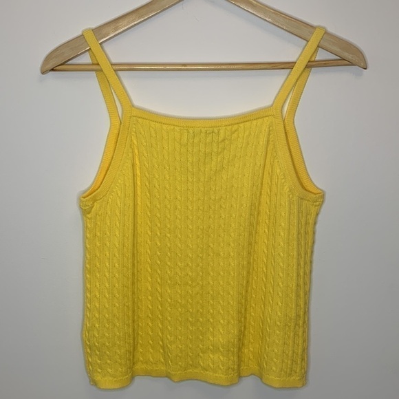 EVAN PICONE vintage cable knit tank top camisole cotton lemon yellow size large - Picture 3 of 9